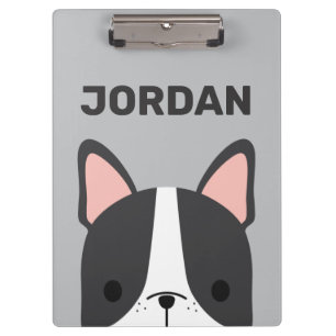 Cute French Bulldog with Personalised Name Clipboard