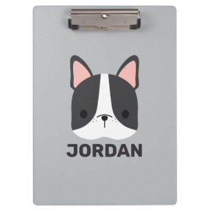Cute French Bulldog with Personalised Name Clipboard