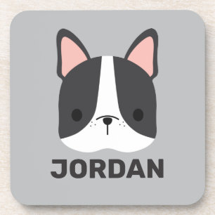 Cute French Bulldog with Personalised Name Coaster