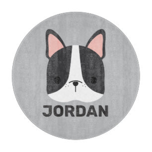 Cute French Bulldog with Personalised Name Cutting Board