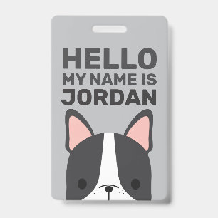 Cute French Bulldog with Personalised Name ID Badge