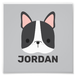 Cute French Bulldog with Personalised Name Photo Print