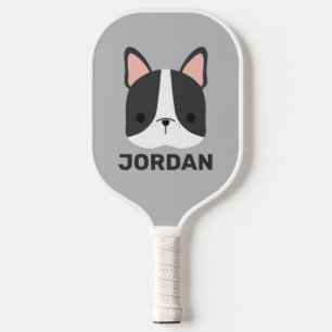 Cute French Bulldog with Personalised Name Pickleball Paddle