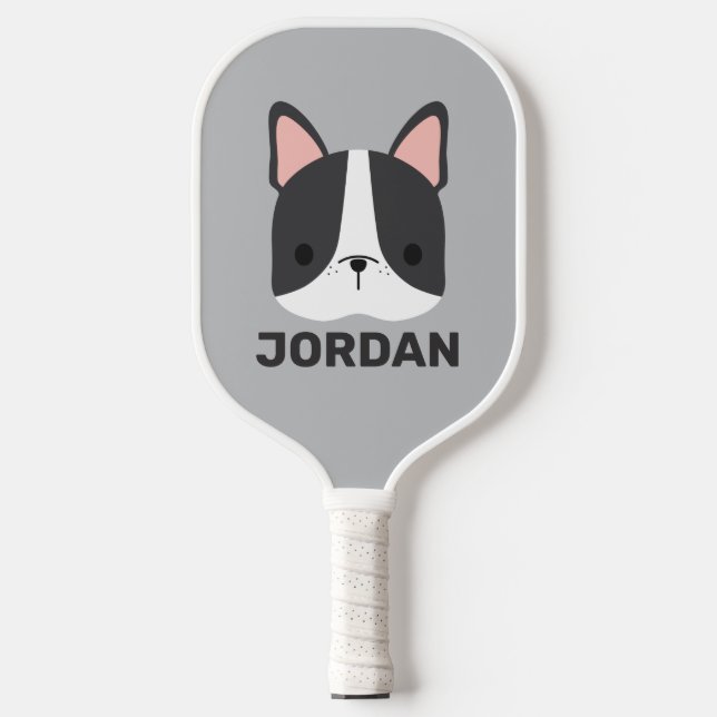 Cute French Bulldog with Personalised Name Pickleball Paddle (Front)