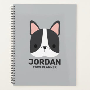 Cute French Bulldog with Personalised Name Planner