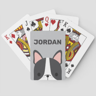 Cute French Bulldog with Personalised Name Playing Cards