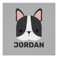 Cute French Bulldog with Personalised Name Poster