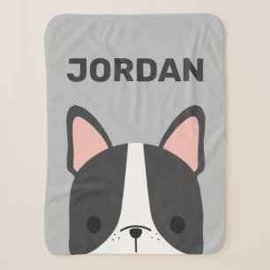 Cute French Bulldog with Personalised Name Sherpa Blanket