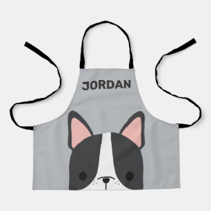 Cute French Bulldog with Personalized Name Apron