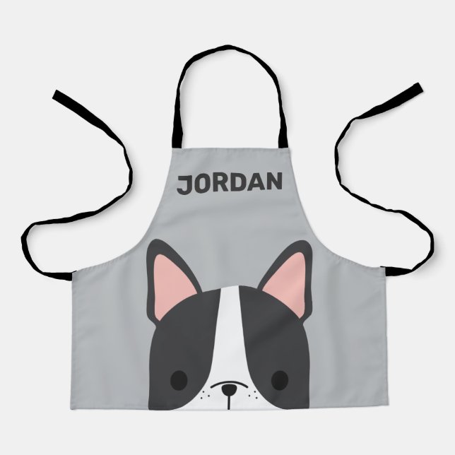 Cute French Bulldog with Personalized Name Apron (Front)