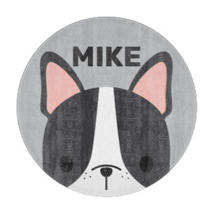 Cute French Bulldog with Personalized Name Cutting Board