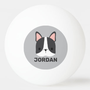 Cute French Bulldog with Personalized Name Ping Pong Ball