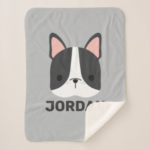 Cute French Bulldog with Personalized Name Sherpa Blanket