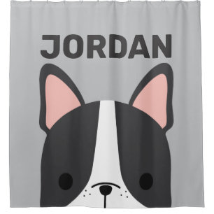 Cute French Bulldog with Personalized Name Shower Curtain
