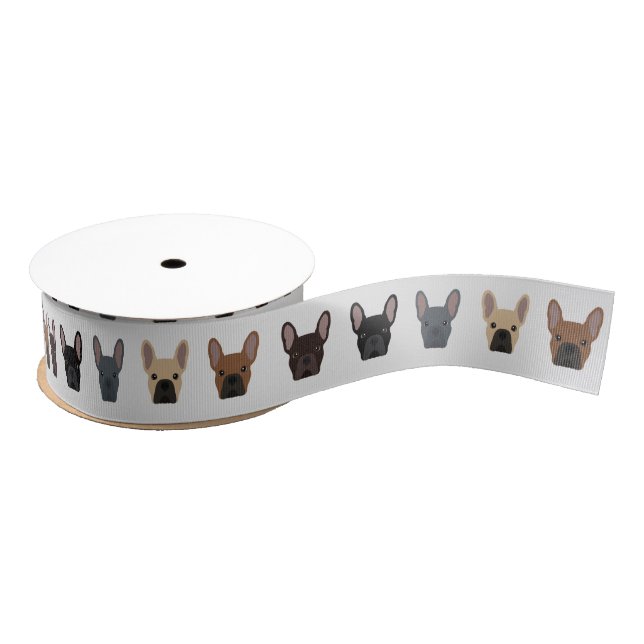 Cute French Bulldogs | Frenchie Pattern Grosgrain Ribbon (Spool)