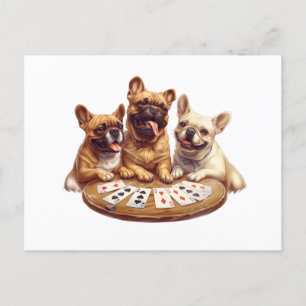 Cute French Bulldogs Playing Cards