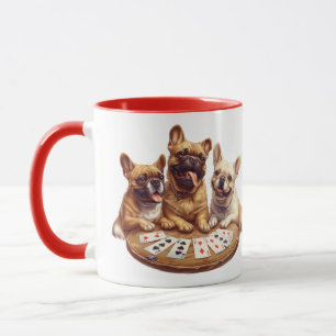 Cute French Bulldogs Playing Cards Mug