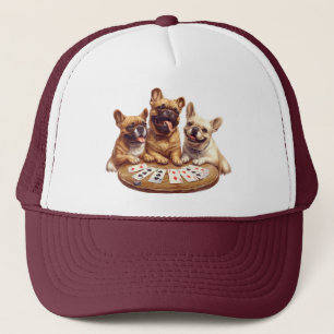 Cute French Bulldogs Playing Cards Trucker Hat