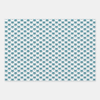 Cute French Bulldogs Portrait Design Teal  Wrapping Paper Sheet