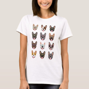 Cute French Bulldogs Wearing Glasses T-Shirt