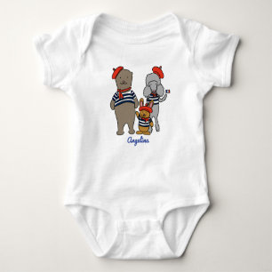 Cute French Cartoon Animals Personalised Baby Bodysuit