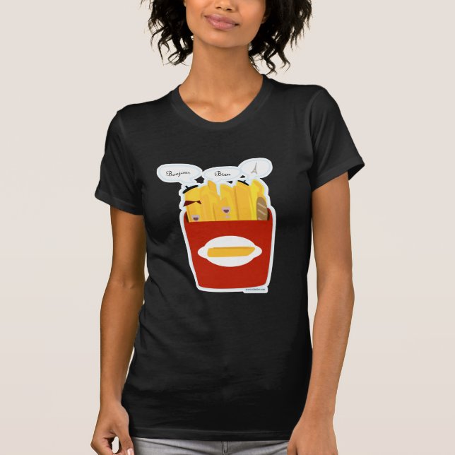 Cute French Fries Cartoon Fun Art T-Shirt (Front)