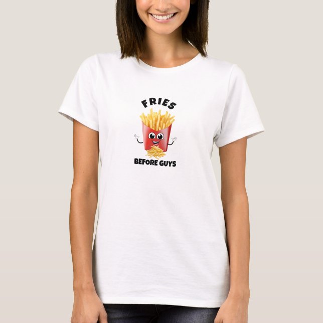 Cute French Fries Cartoon Hoodie & Tee –Funny Food (Front)
