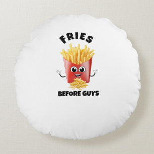 Cute French Fries Cartoon Hoodie & Tee –Funny Food Round Cushion