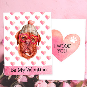 Cute French Mastiff I Woof You Dog Valentine's Day Holiday Card