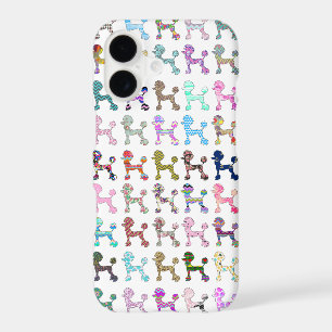 Cute French Poodle Girly Whimsical Chevron Pattern