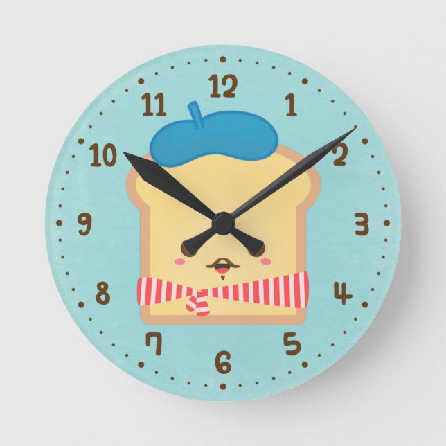Cute French Toast Pun Humour Room Decor Clock (Front)