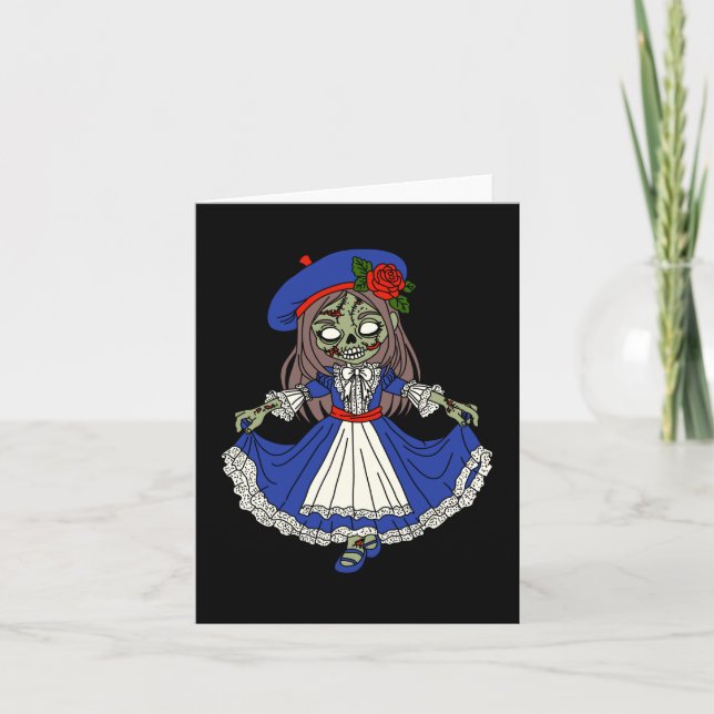 Cute French Zombie Note Card (Front)