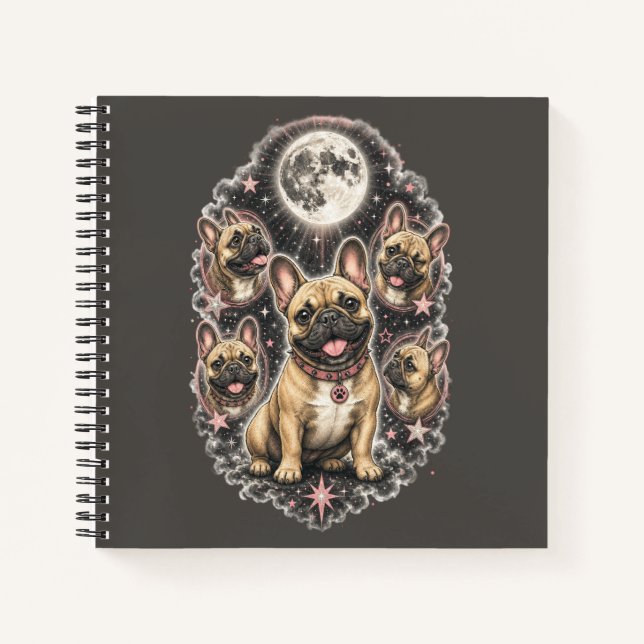 Cute Frenchie Dog Lover Celestial Notebook (Front)