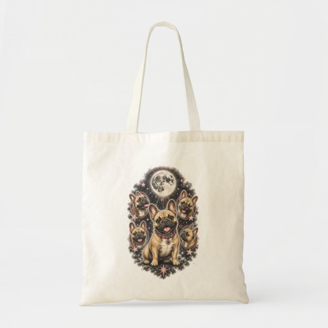 Cute Frenchie Dog Lover Celestial Tote Bag (Front)