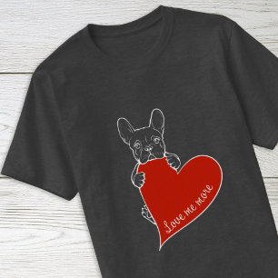 Cute Frenchie Dog with a Red Heart T-Shirt