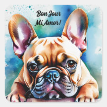 Cute Frenchie French Bulldog Square Stickers