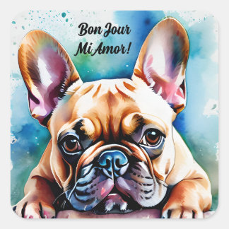 Cute Frenchie French Bulldog Square Stickers