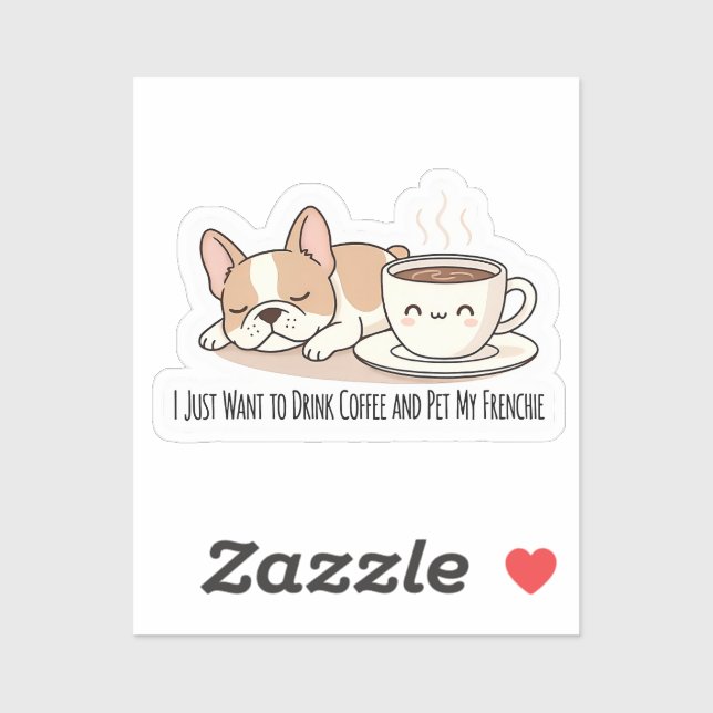 Cute Frenchie in Coffee Cup French Bulldog Design (Sheet)
