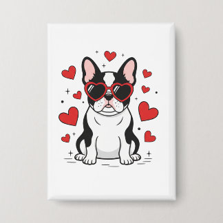 Cute Frenchie in Love Heart Sunglasses Illustratio