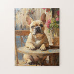 Cute Frenchie Paris Cafe Oil Painting Jigsaw Puzzle<br><div class="desc">Experience the charm of Paris with this adorable French Bulldog café scene, captured in a vibrant oil painting. This beautiful artwork features a delightful Frenchie sitting at a classic Parisian bistro, surrounded by colourful details that bring the City of Lights to life. Perfect for dog lovers, travel enthusiasts, and art...</div>