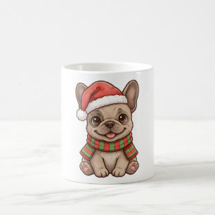 Cute Frenchie Santa Hat Christmas Scarf Mug