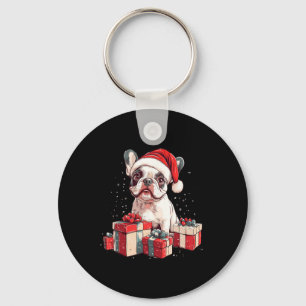 Cute Frenchie Santa Hat Funny Christmas French Bul Key Ring