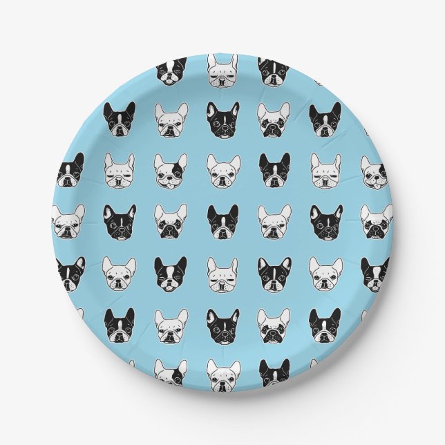 Cute Frenchies Doggie Family Collage Paper Plate (Front)