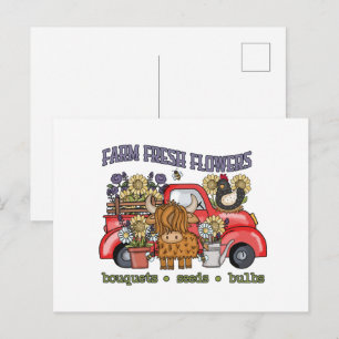 Cute fresh flower vendors or florist postcard