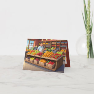 Cute fresh fruit vendors customisable card