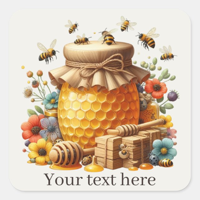 Cute fresh honey add text square sticker (Front)