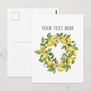 Cute fresh lemon customisable postcard