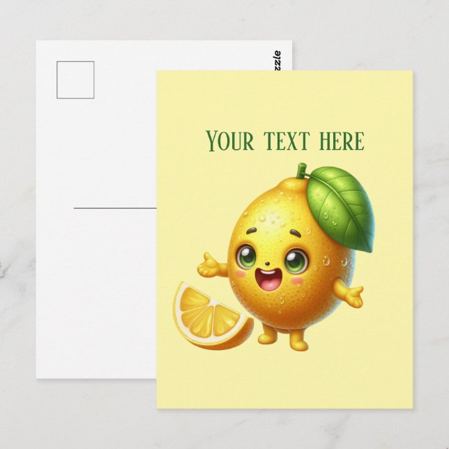 Cute fresh lemon customisable  postcard (Front/Back)