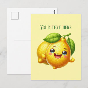 Cute fresh lemon customizable  postcard
