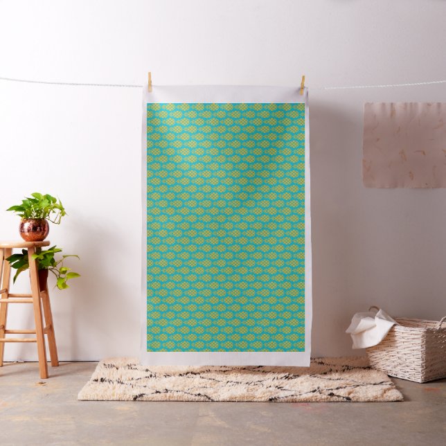 Cute Fresh Pineapple With Blue Background Pattern Fabric (In Situ)